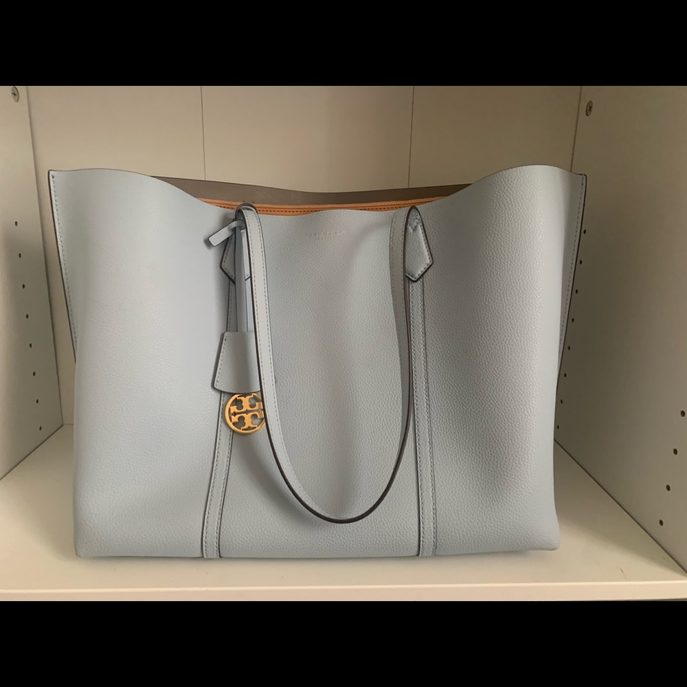 Tory Burch large Perry tote with triple compartment. Can hold up to 17in laptop